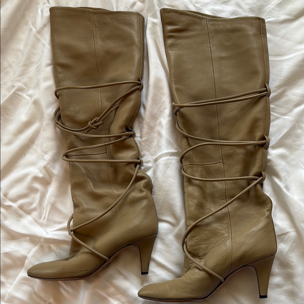 Isabel Marant Tan Over the Knee Boots with Slouchy Design